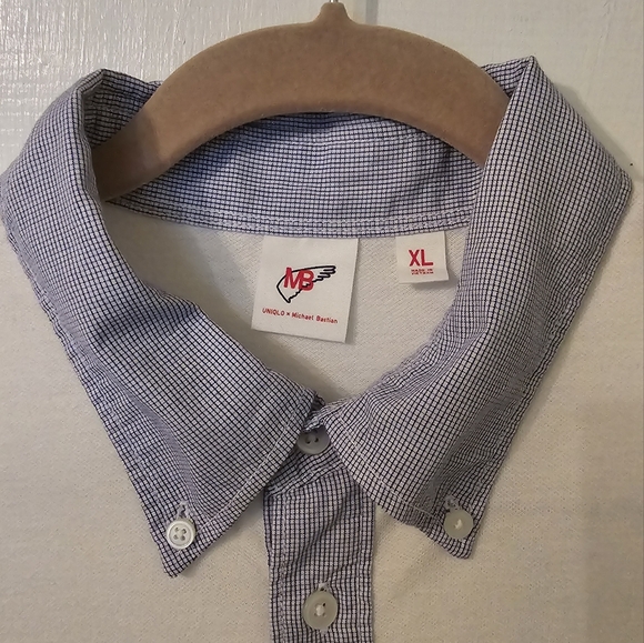 Men's Uniqlo x Michael Bastian White polo shirt with Blue Shirt Collar Size XL - Picture 3 of 3